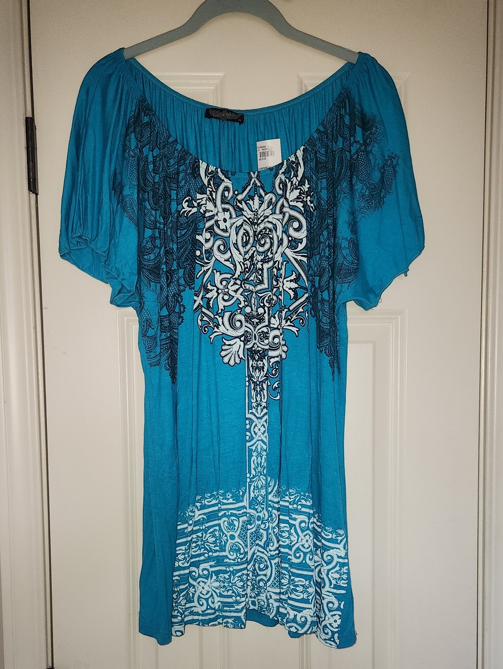 Vanilla Sugar Teal Printed Short-Sleeve Tunic